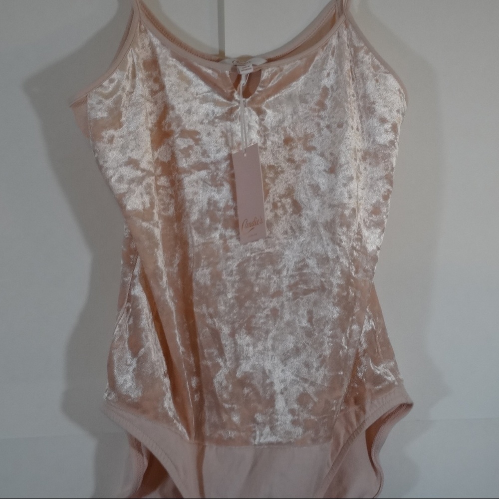 Candies Pink Velour Sleeveless Bodysuit